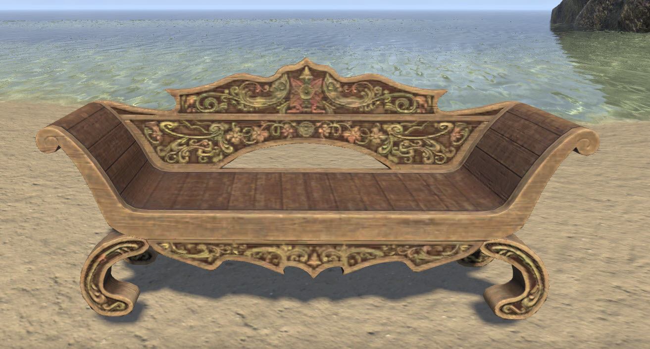 ESO Fashion Elsweyr Couch, Elegant Wooden (Elder Scrolls Online)