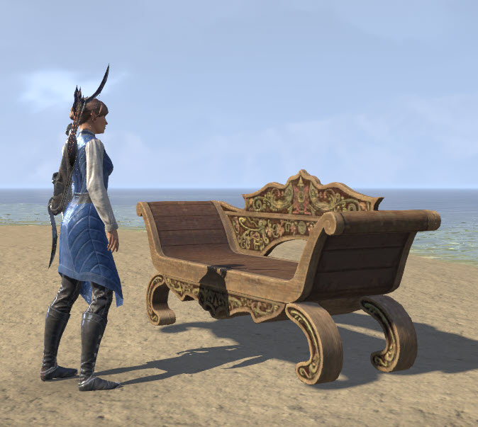 ESO Fashion Elsweyr Couch, Elegant Wooden (Elder Scrolls 